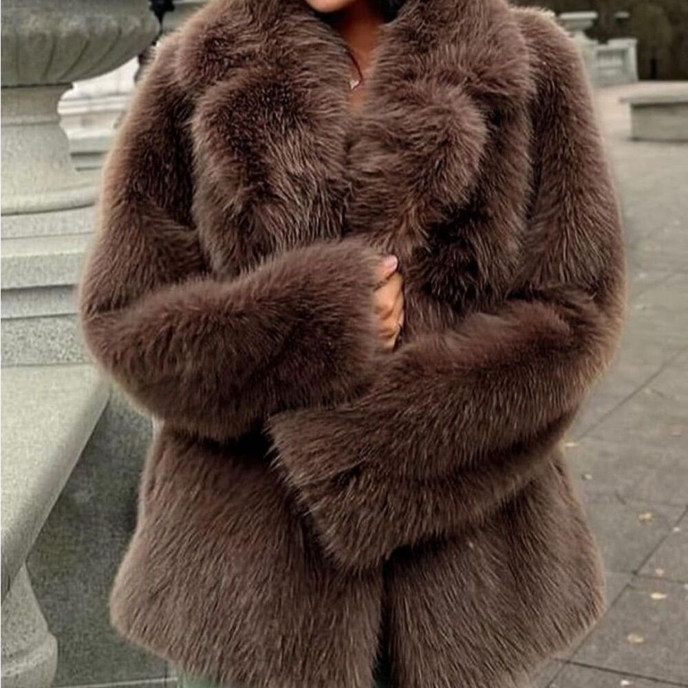 Luxurious Brown Faux Fur Coat women oversized coat oversized teddy - Picture 2 of 5